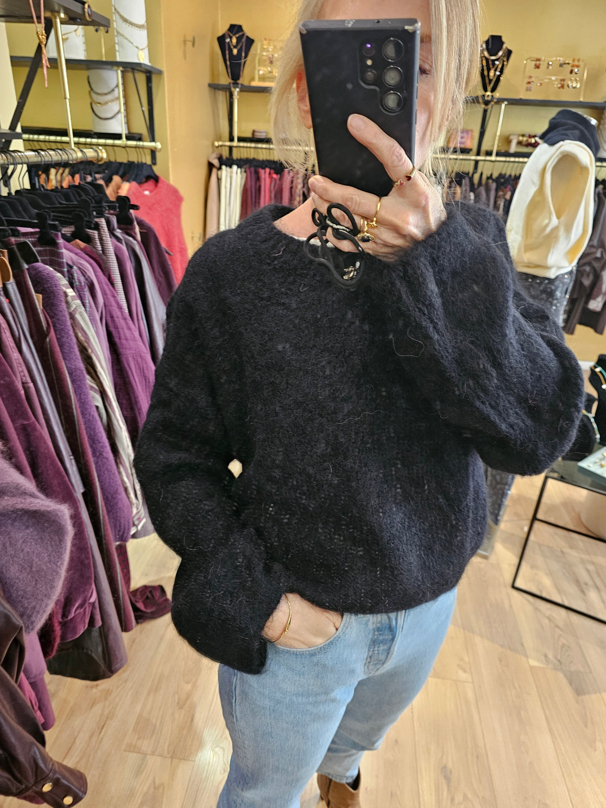 Pull noir kid mohair