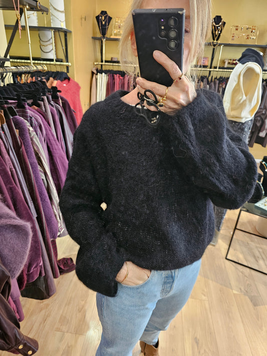 Pull noir kid mohair