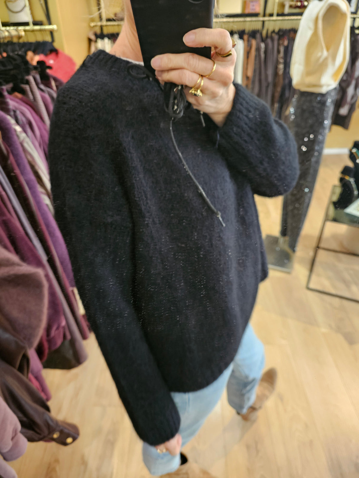 Pull large kid mohair noir
