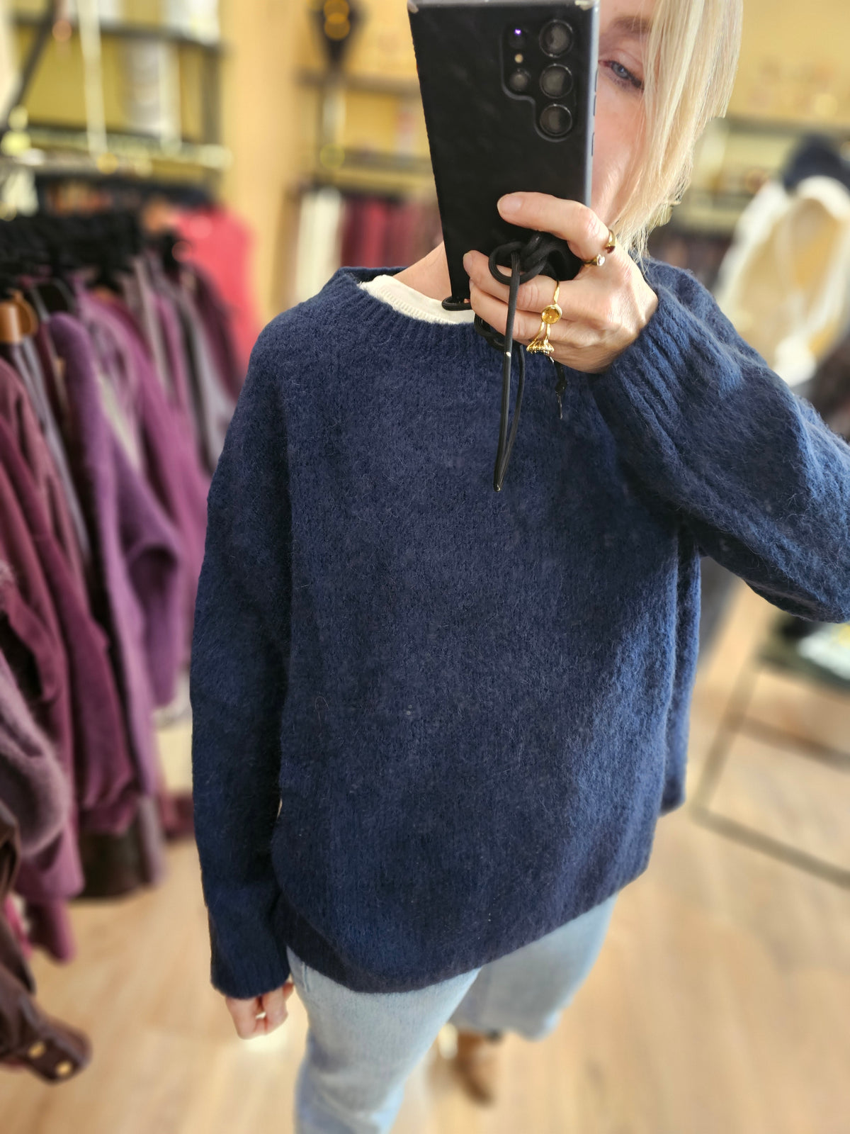 Pull large kid mohair marine