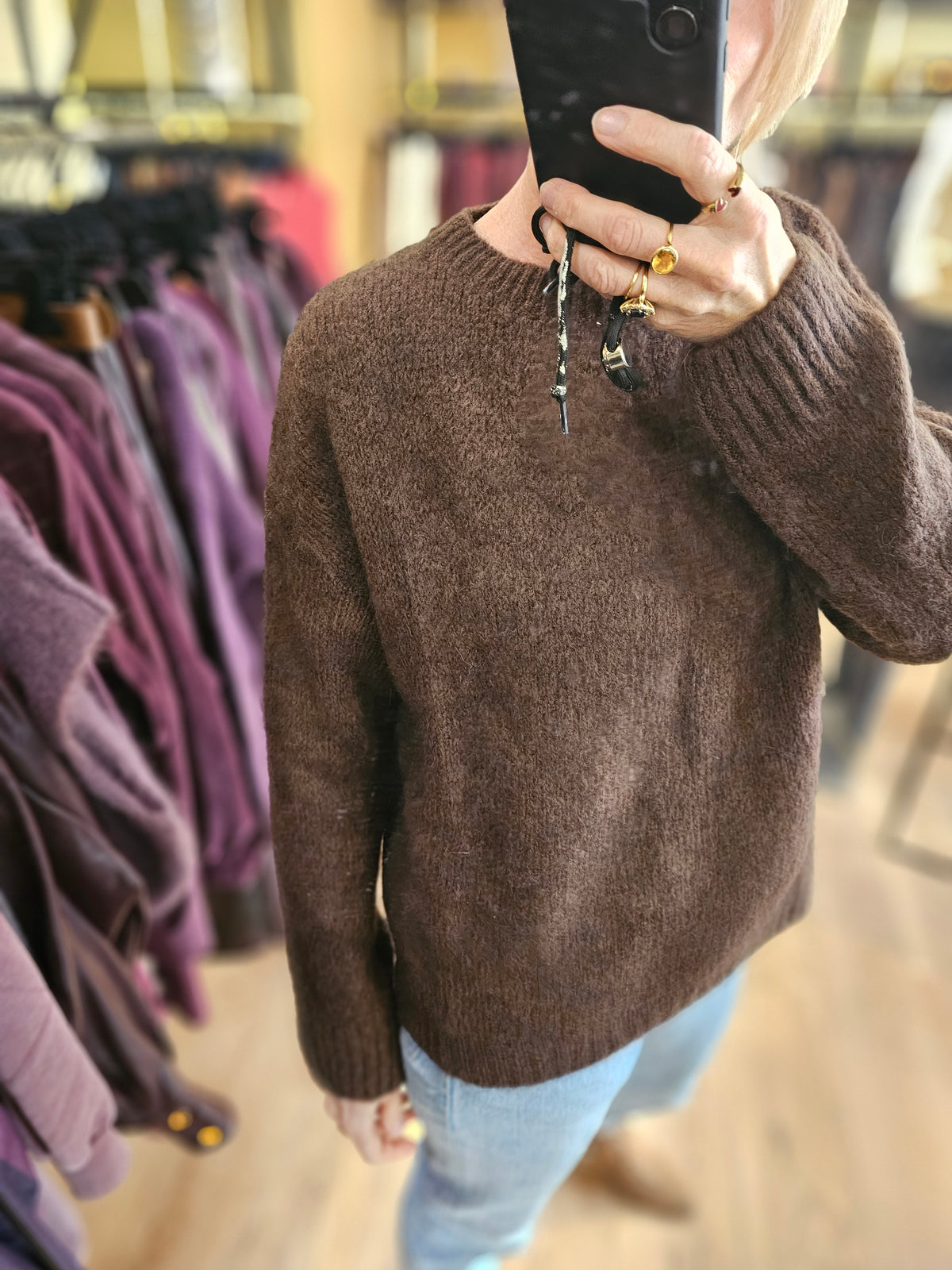 Pull large kid mohair marron