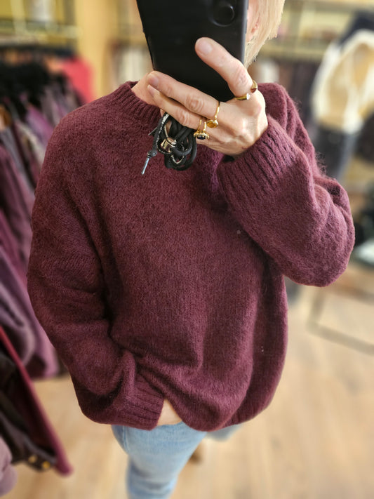 Pull large kid mohair bordeaux