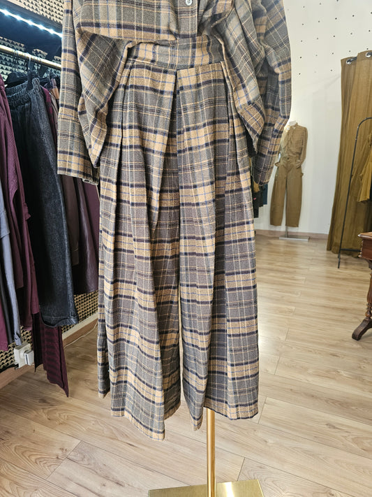 Pantalon large à carreaux