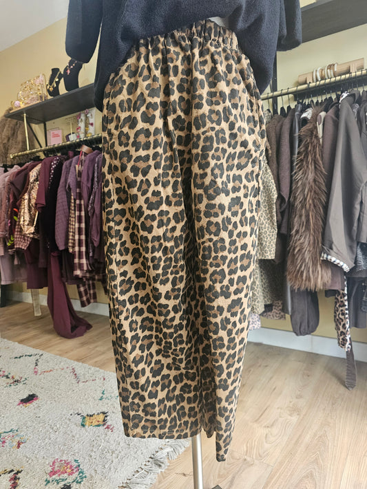 Pantalon magique velours leopard