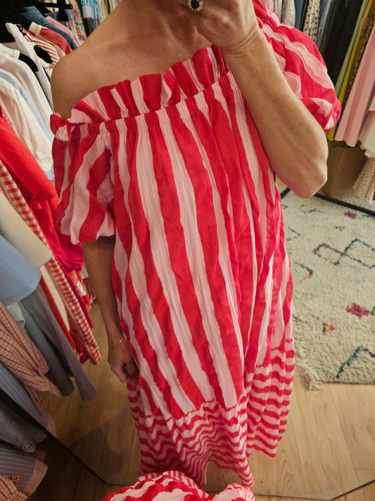 Robe rayée rose et rouge Johanna Paris