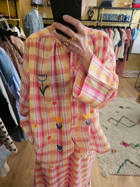 Chemise à carreaux brodée The corner