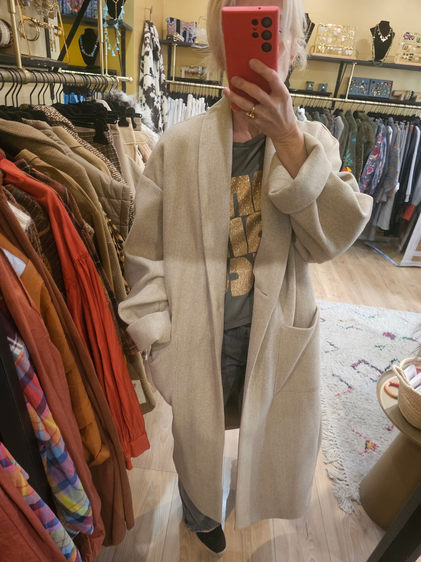 Manteau grège chiné