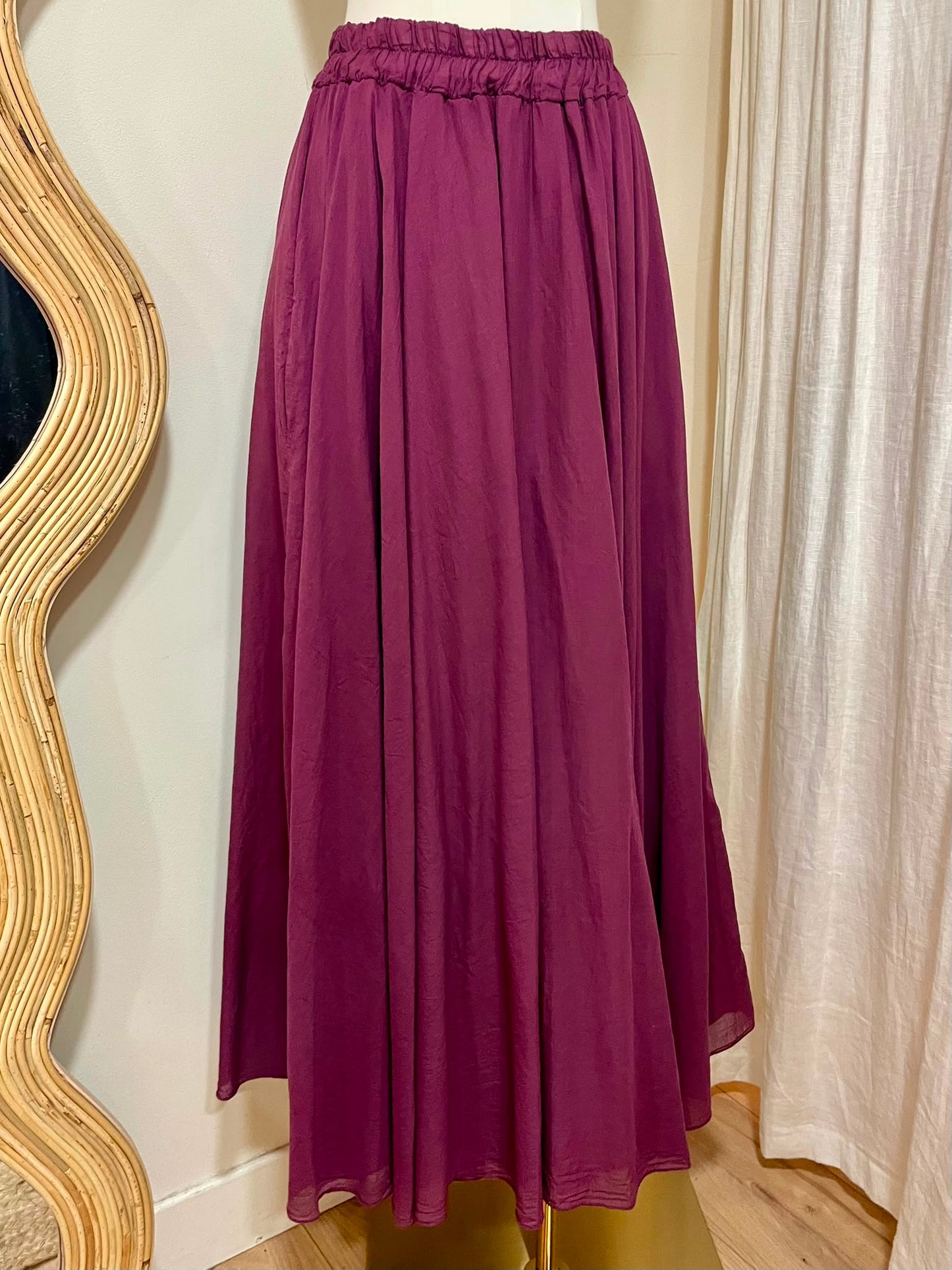 Jupe en voile de coton prune Johanna paris