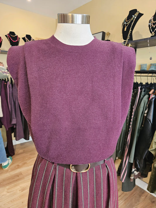 Pull sans manche prune