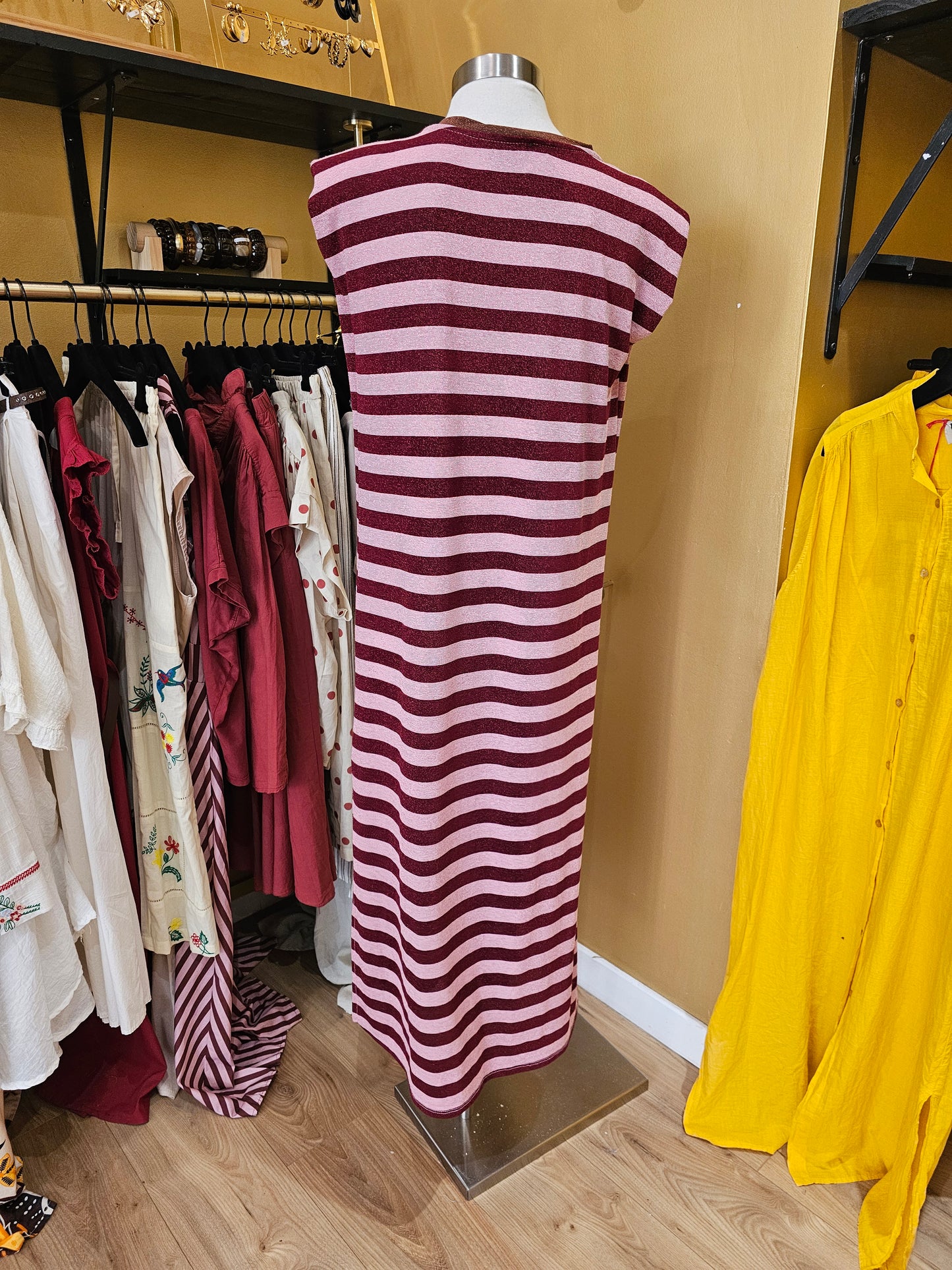 Robe rayée lurex