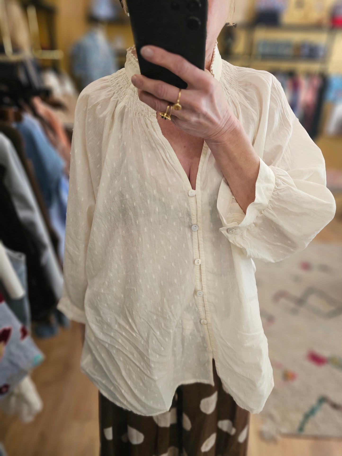 Chemise plumetis ecrue