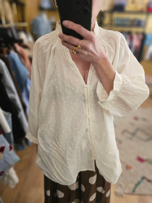 Chemise plumetis ecrue