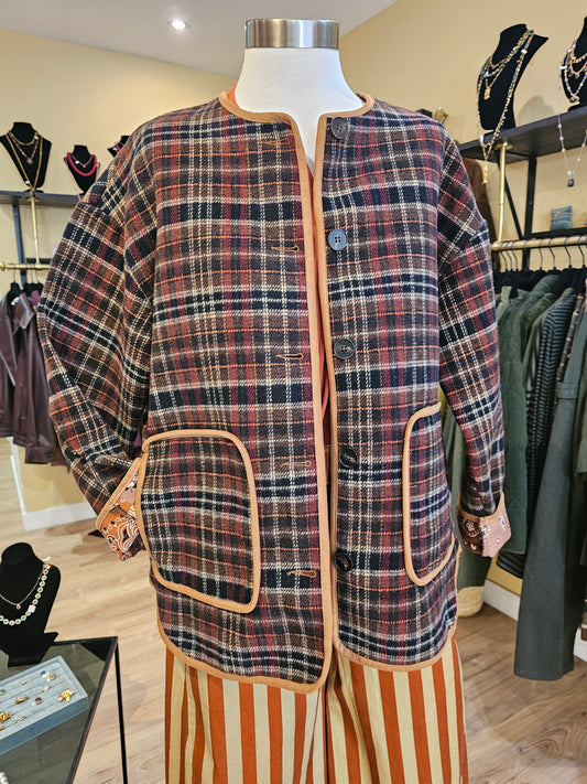 Veste à carreaux doublure bandana Johanna Paris