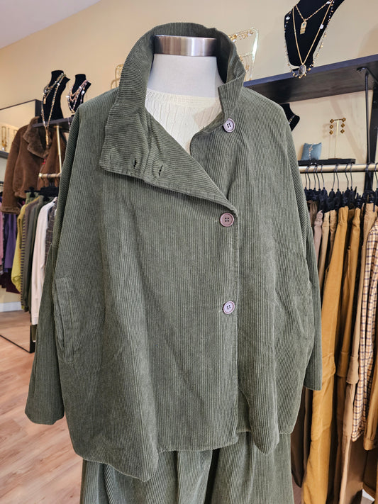 Veste en velours cotelé kaki Johanna Paris