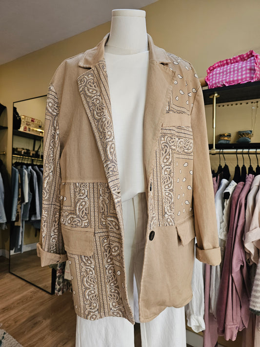 Veste oversize bandana beige