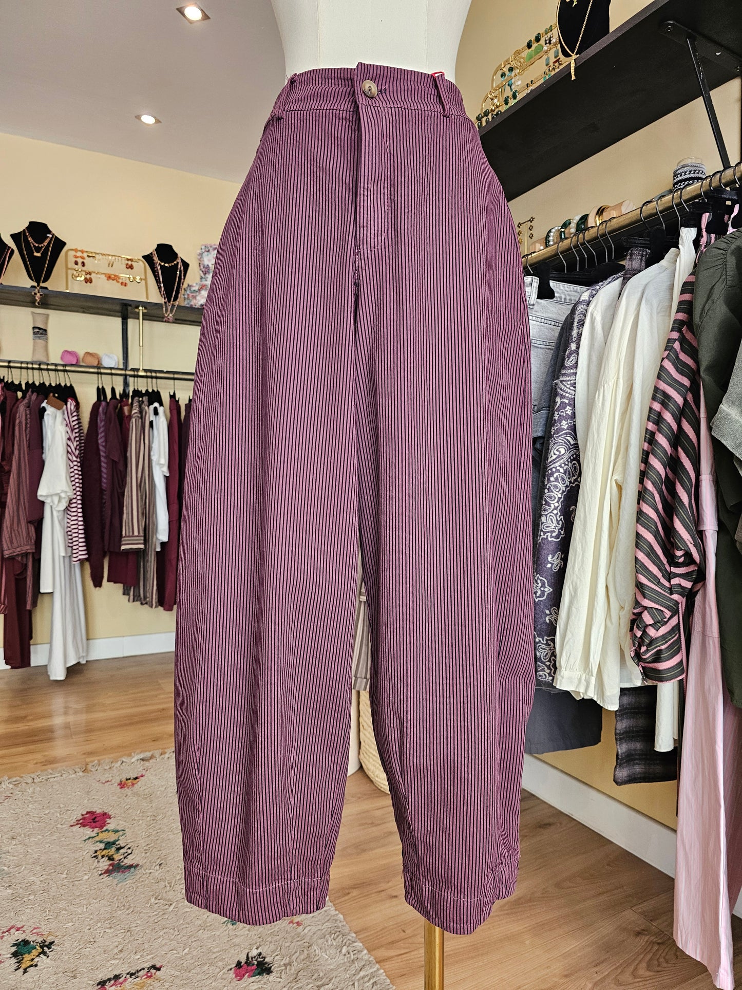 Pantalon rayé prune Johanna paris