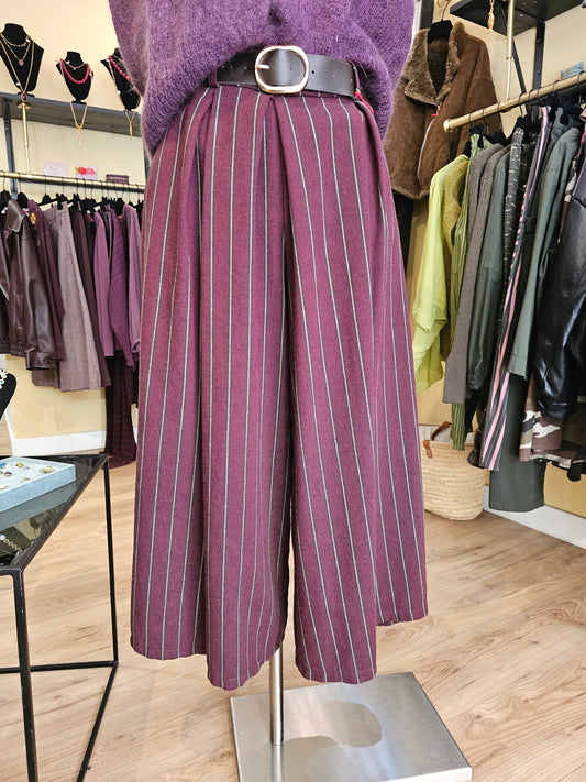 Jupe culotte longue prune rayée Johanna Paris