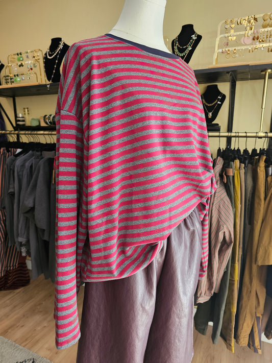 Marinière gris bordeaux marine