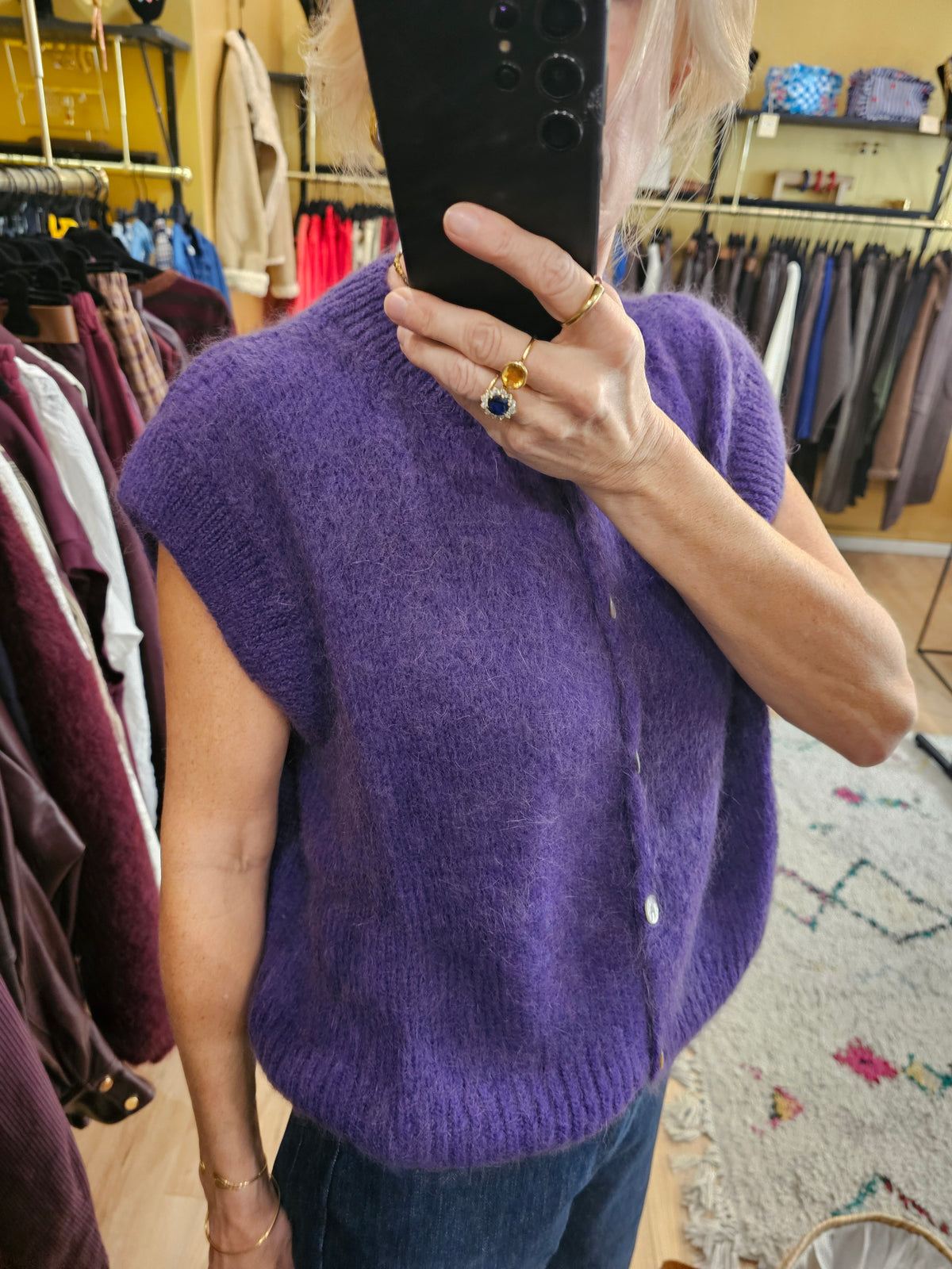 Gilet debarder violet en mohair