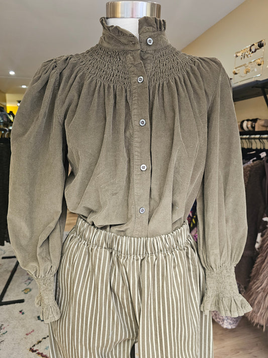 Chemise smockée kaki – Johanna Paris