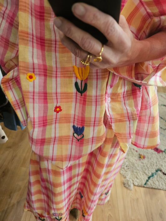 Chemise à carreaux brodée The corner