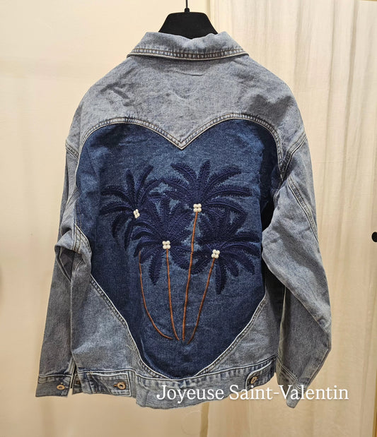 Veste en jeans palmiers