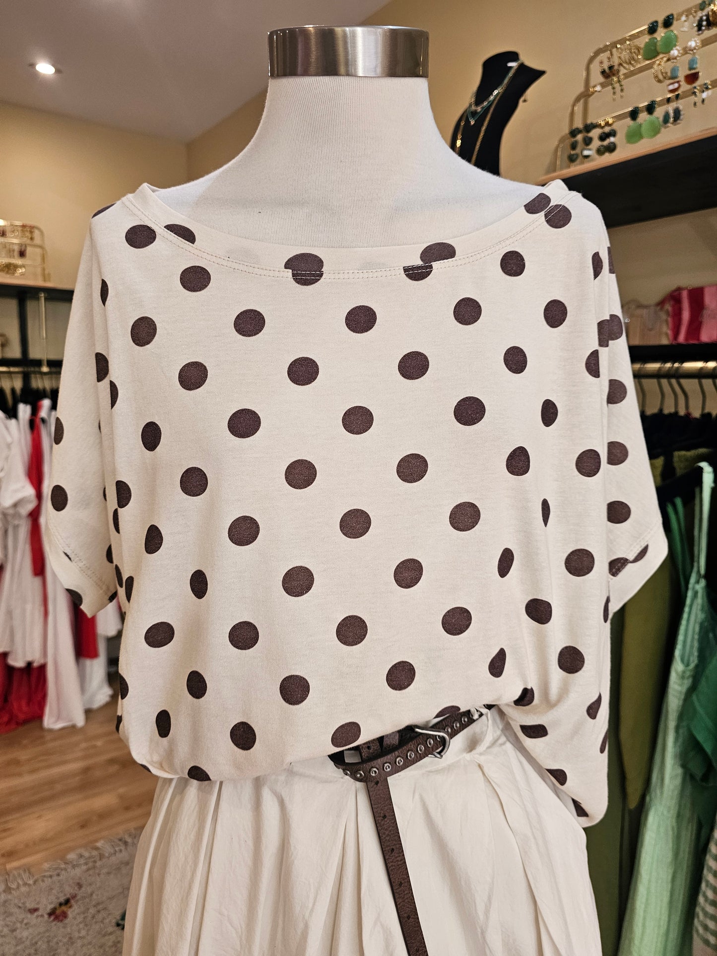 Tshirt biba ecru pois marron johanna paris