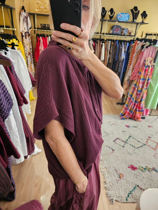 Top gaze de coton prune the corner