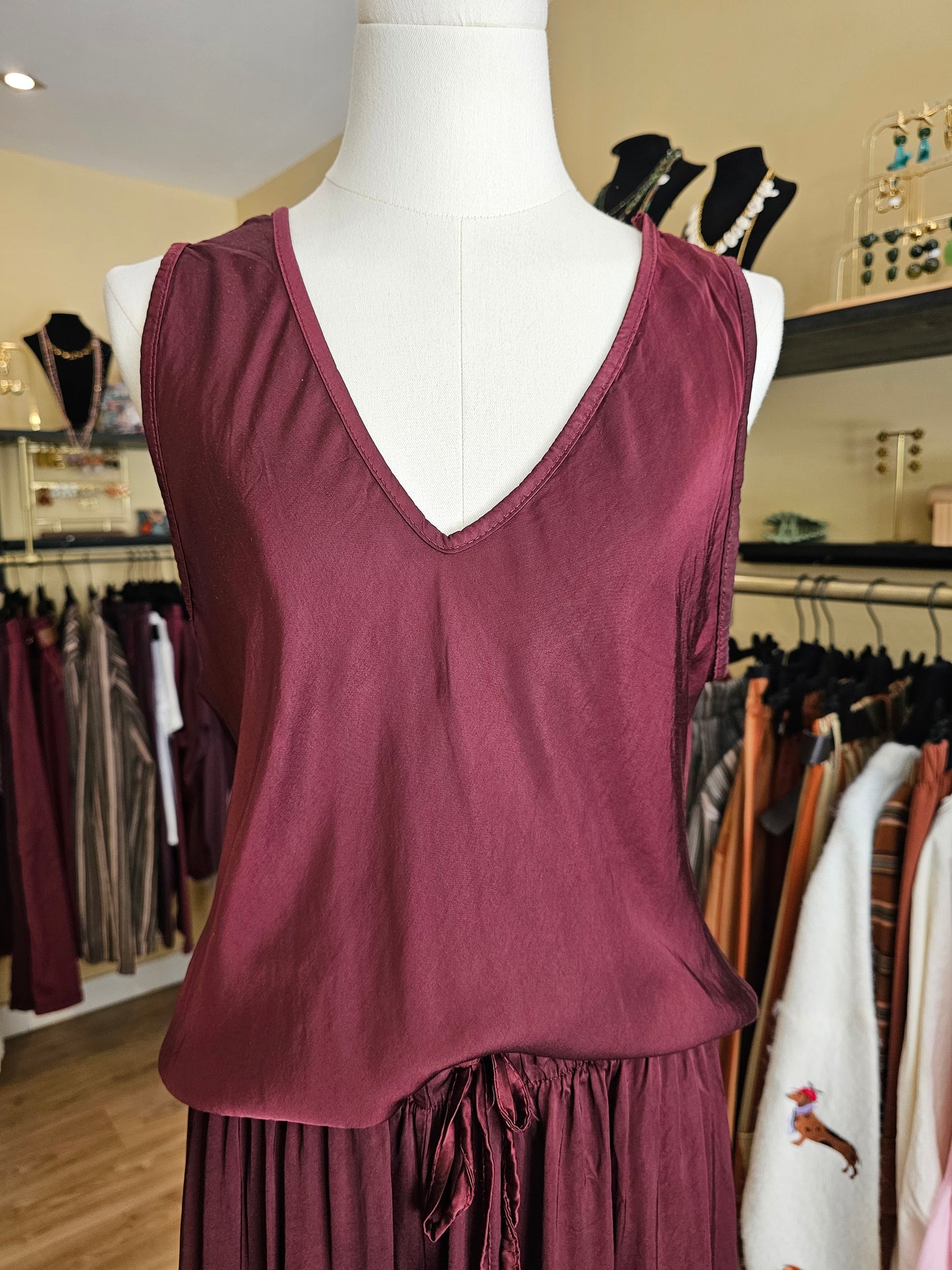 Top prune viscose et soie