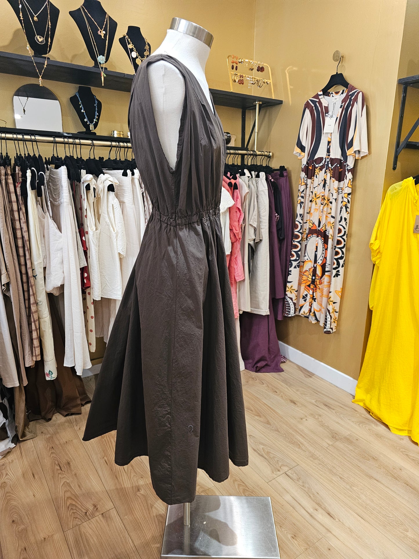 Robe magique en coton marron Johanna Paris