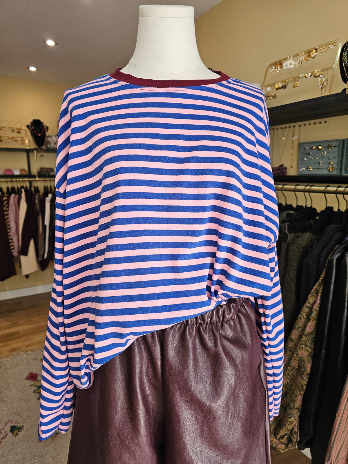 Mariniere rose bleu bordeaux