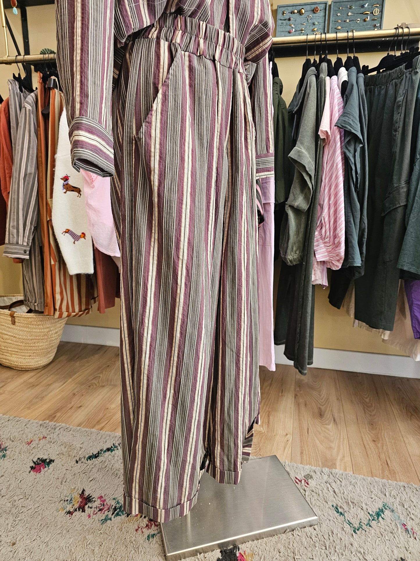 Pantalon magic 2 rayé prune Johanna paris
