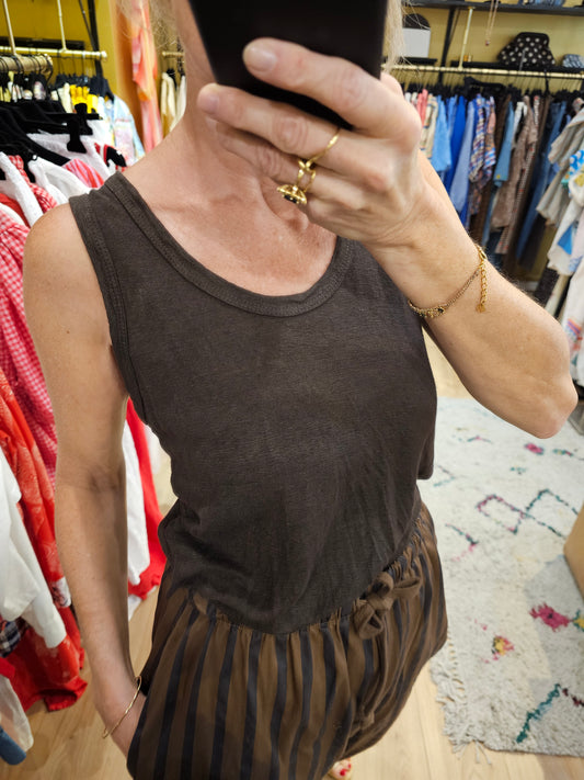 Debardeur en lin marron johanna Paris