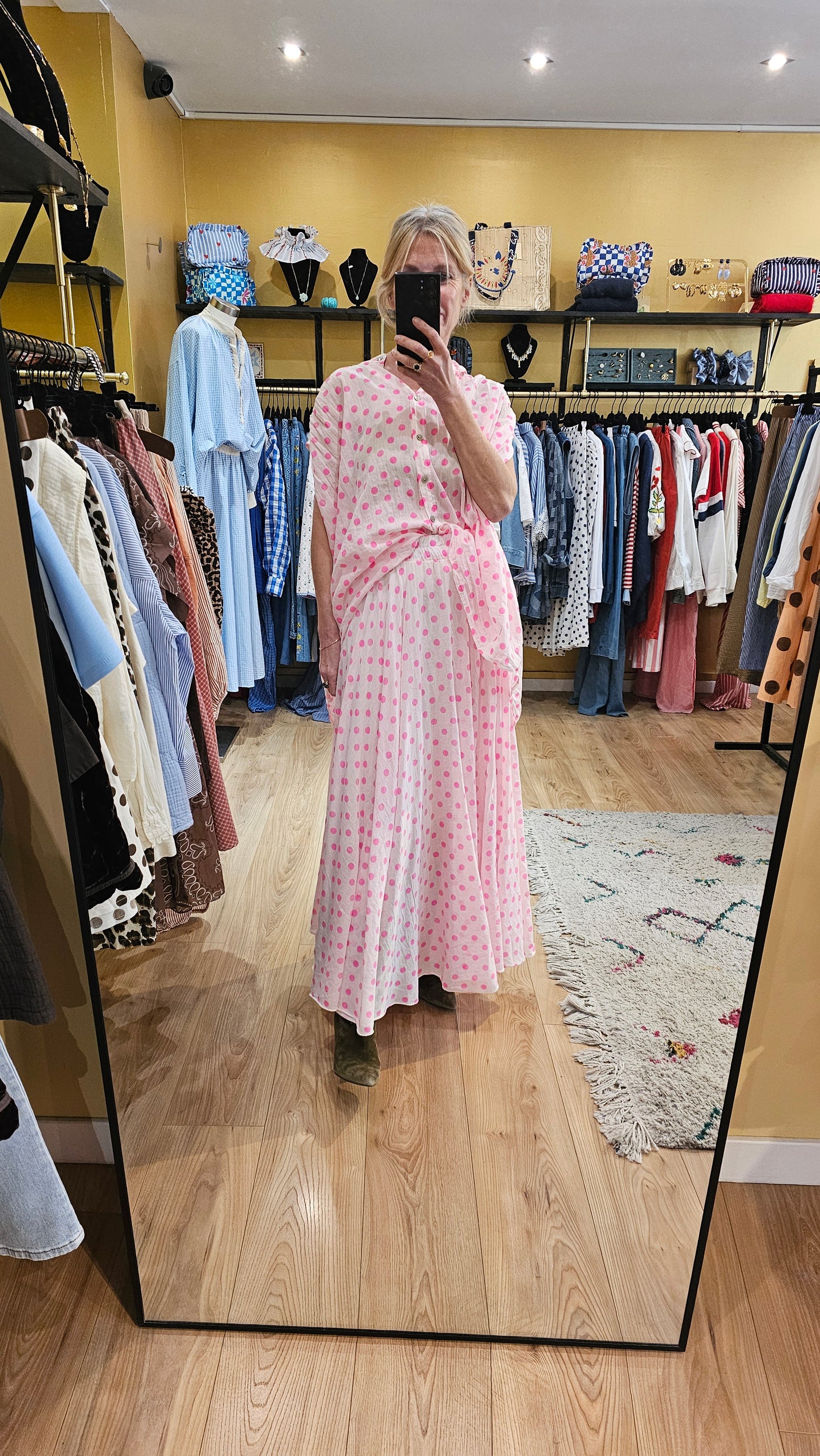 Chemise sans manche à pois rose Johanna Paris