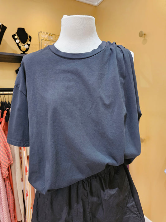 Tshirt 1 epaule noir johanna paris