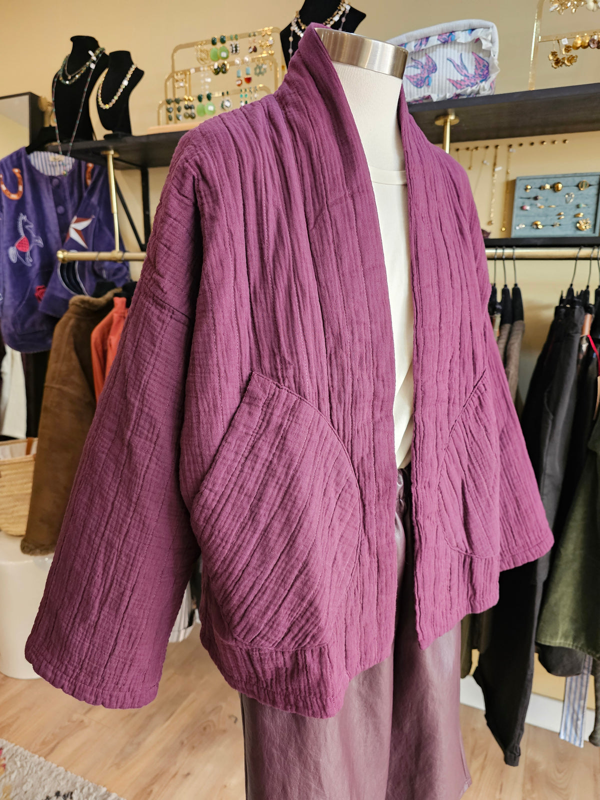 Kimono en coton prune