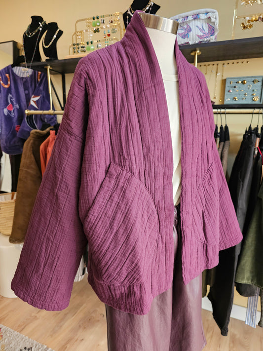 Kimono en coton prune