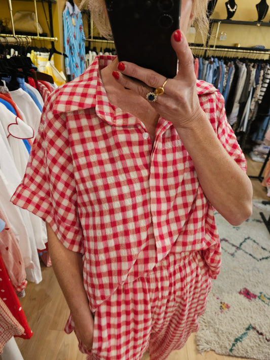 Chemise vichy rose et rouge The corner