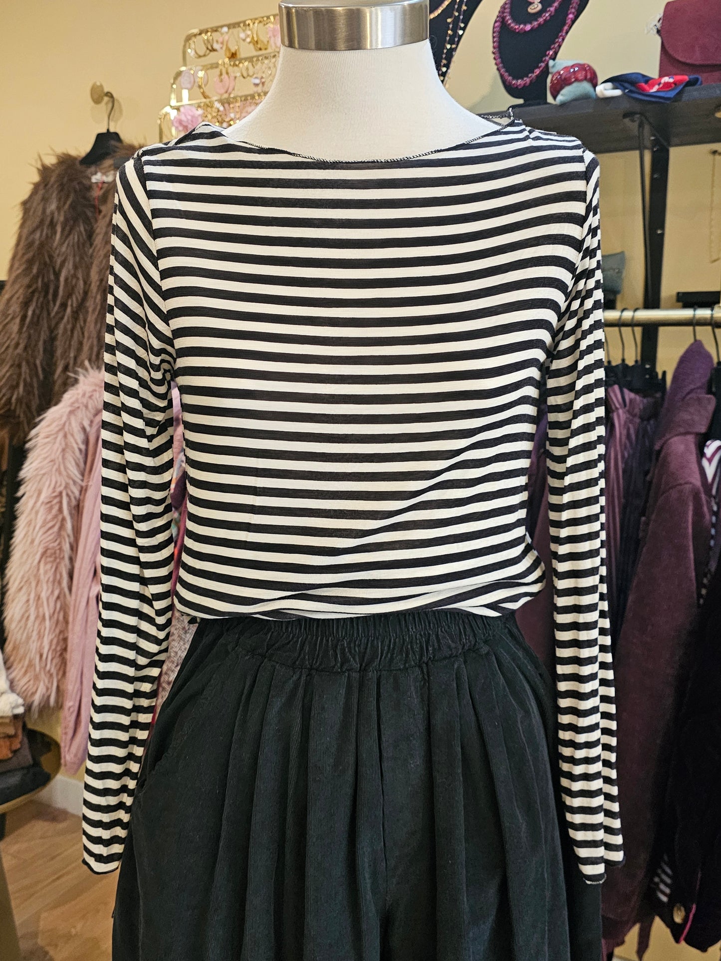 Sous pull rayé noir et blanc