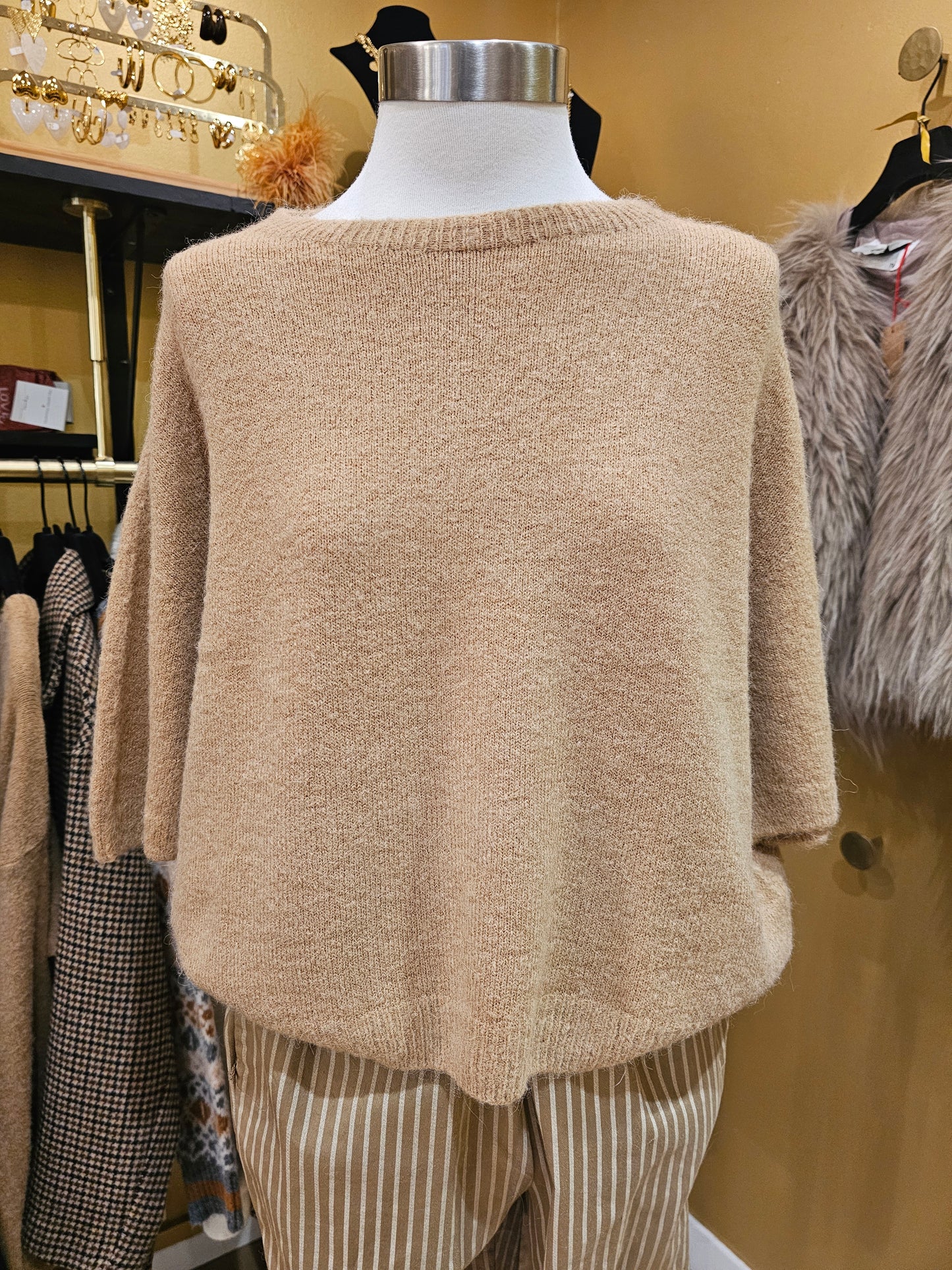 Pull manches courtes camel