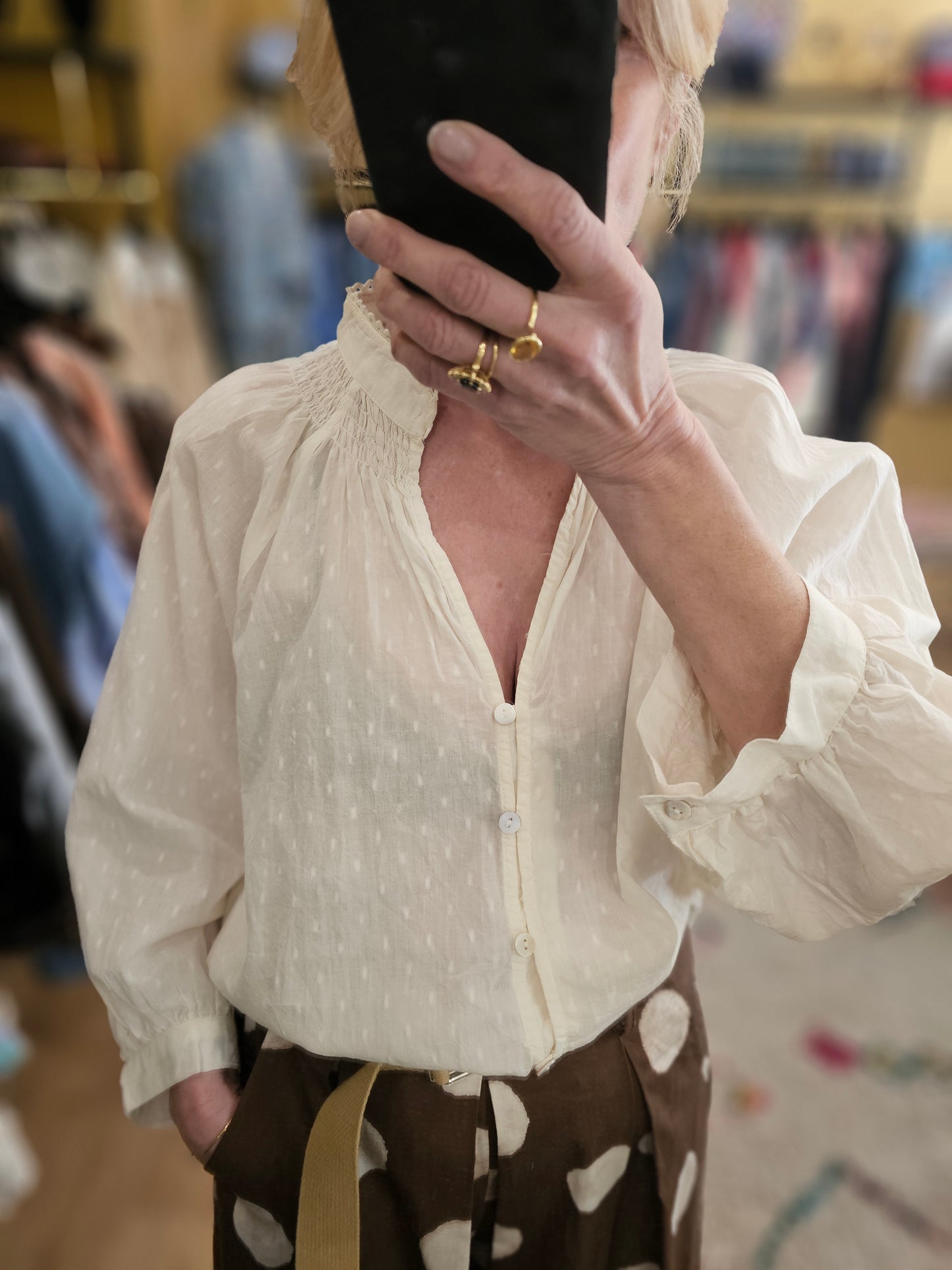 Chemise plumetis ecrue