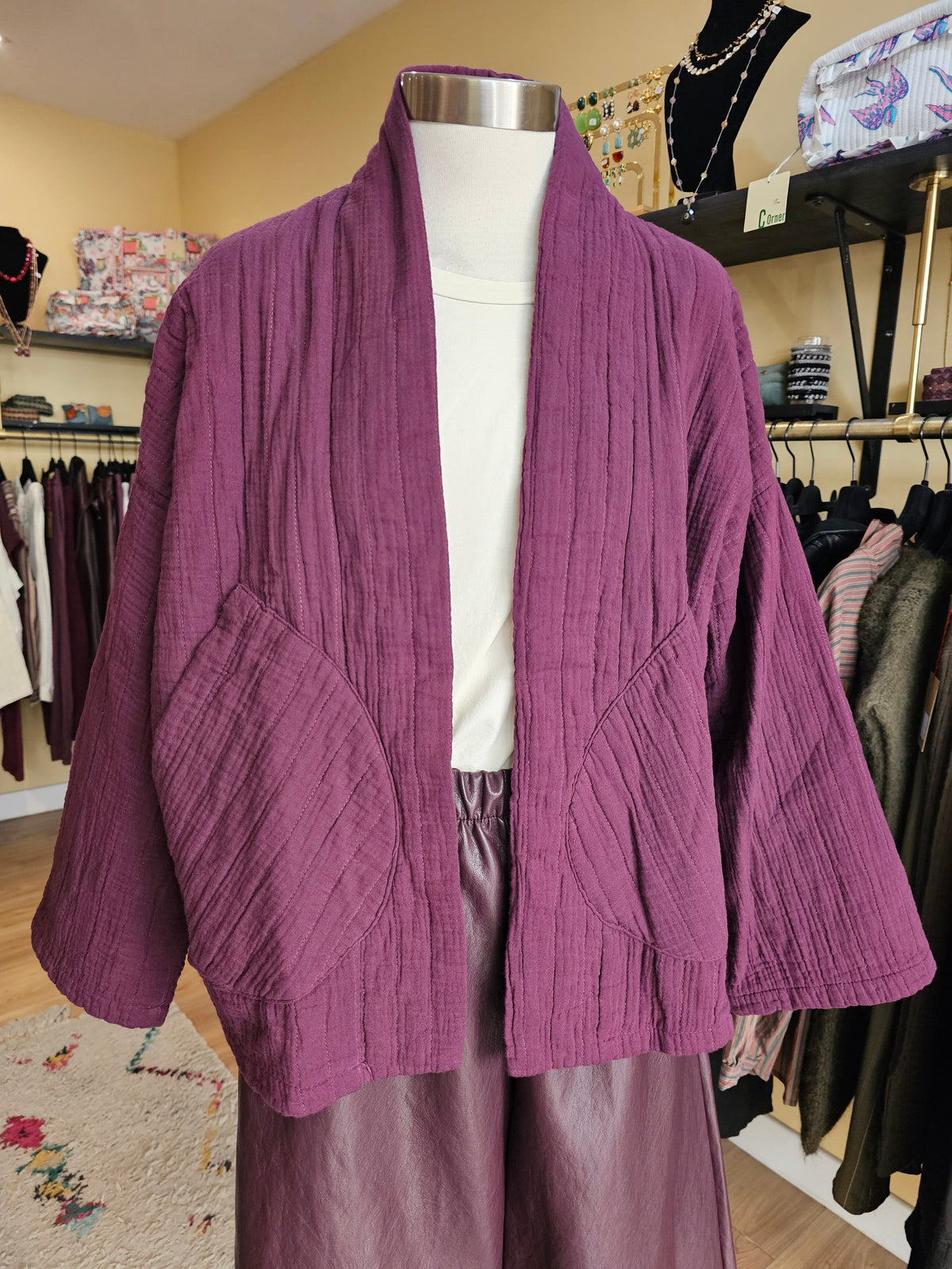 Kimono en coton prune