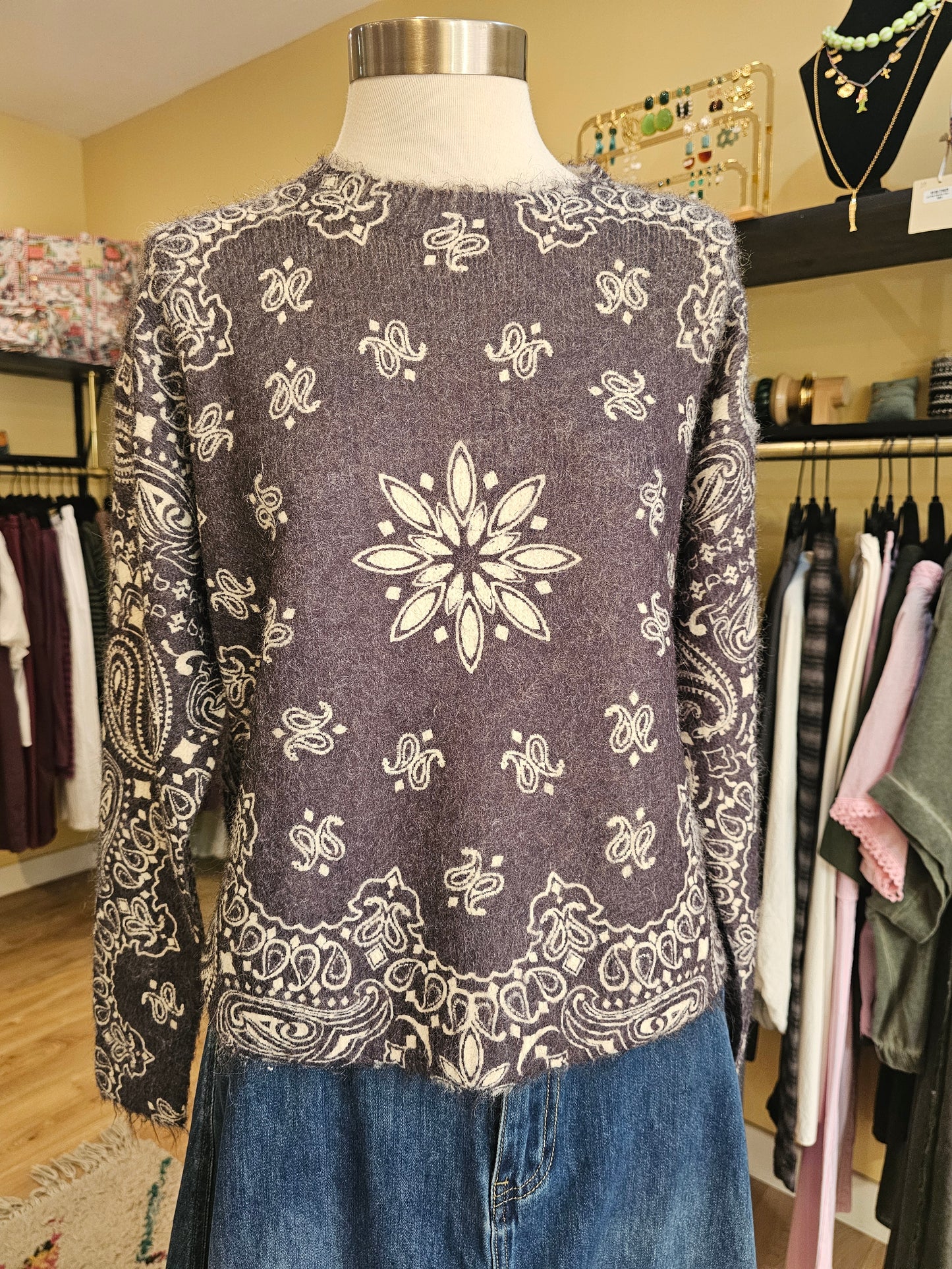 Pull bandana gris bleu