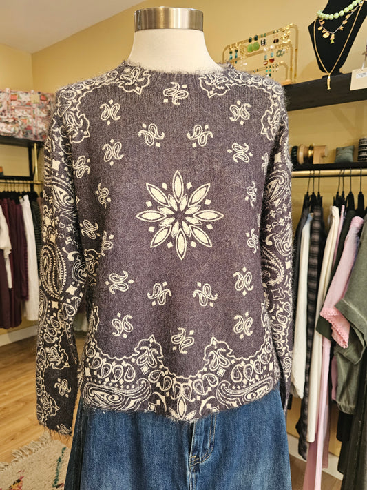 Pull bandana gris bleu