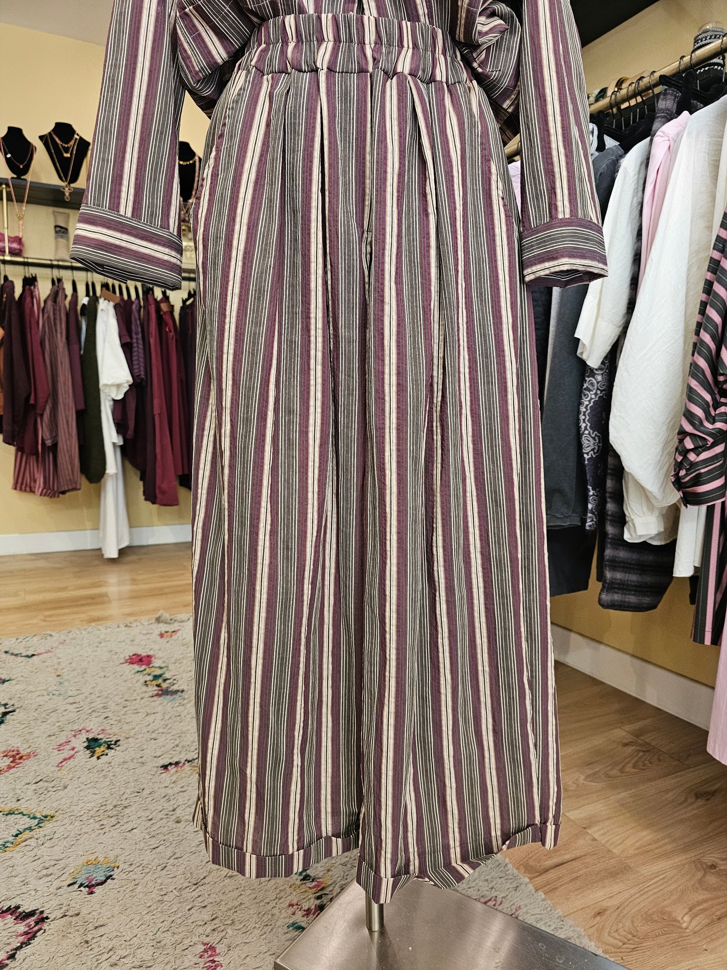 Pantalon magic 2 rayé prune Johanna paris