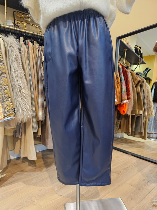 Pantalon simili bleu Johanna Paris