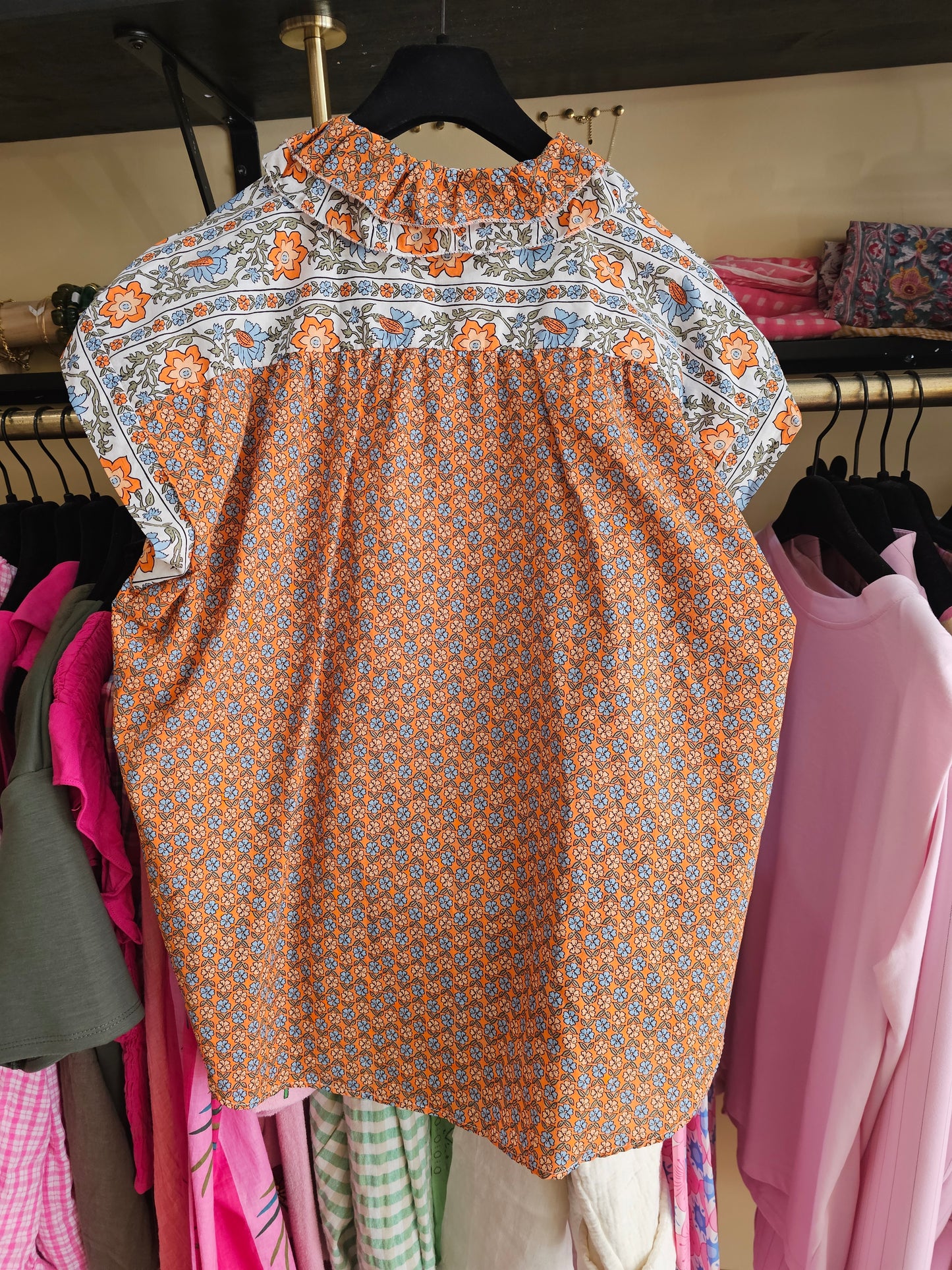Top orange fleuri Johanna Paris