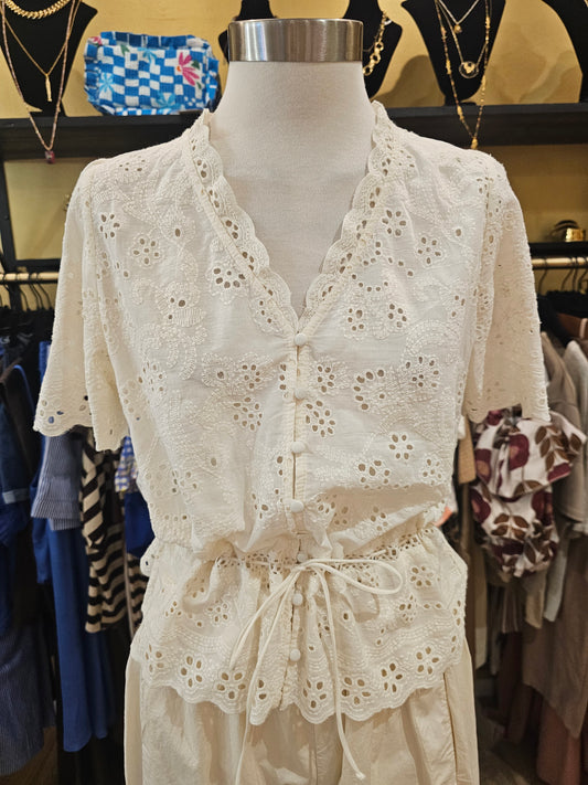 Top en broderie anglaise