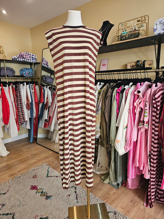 Robe lurex marron et écru Johanna Paris