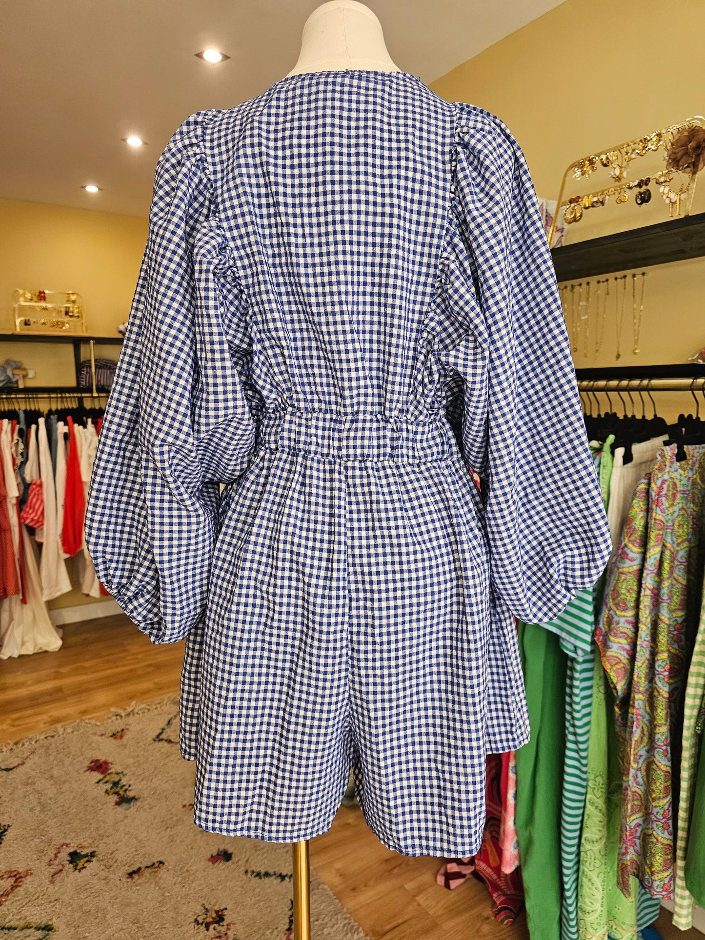 Combi short en vichy bleu